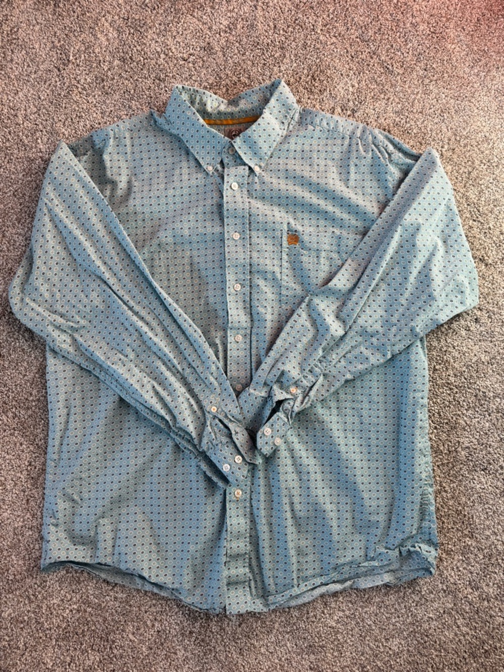 Cinch Men's Light Blue Micro-Pattern Button-Down Shirt